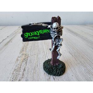 Lemax spookytown sign skeleton Halloween decor accessory